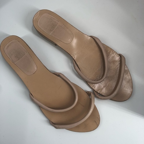 MARYAM NASSIR ZADEH Frida? Slide Sandal Two Strap Leather Low Heel Tan Nude 39 - Picture 3 of 10